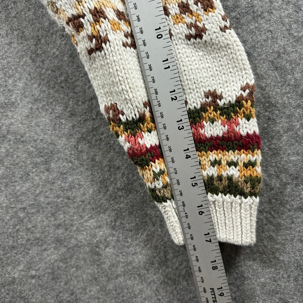 Vtg Heirloom Collectible Sweater Womens M Cream‎ Geometric 1992 Mock Neck